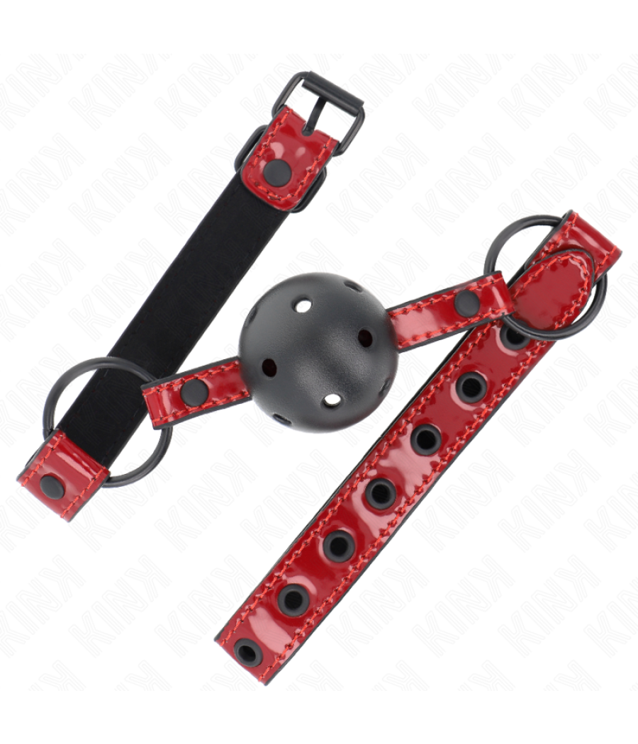 Kink - mordaza de bola 4.5 cm de polipiel brillante 63.5 x 2 cm ajustable 41 x 59 cm