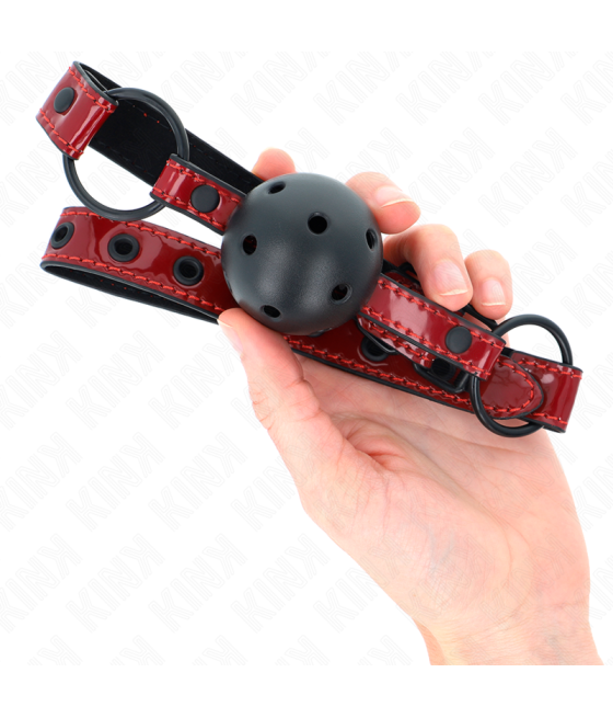 Kink - mordaza de bola 4.5 cm de polipiel brillante 63.5 x 2 cm ajustable 41 x 59 cm