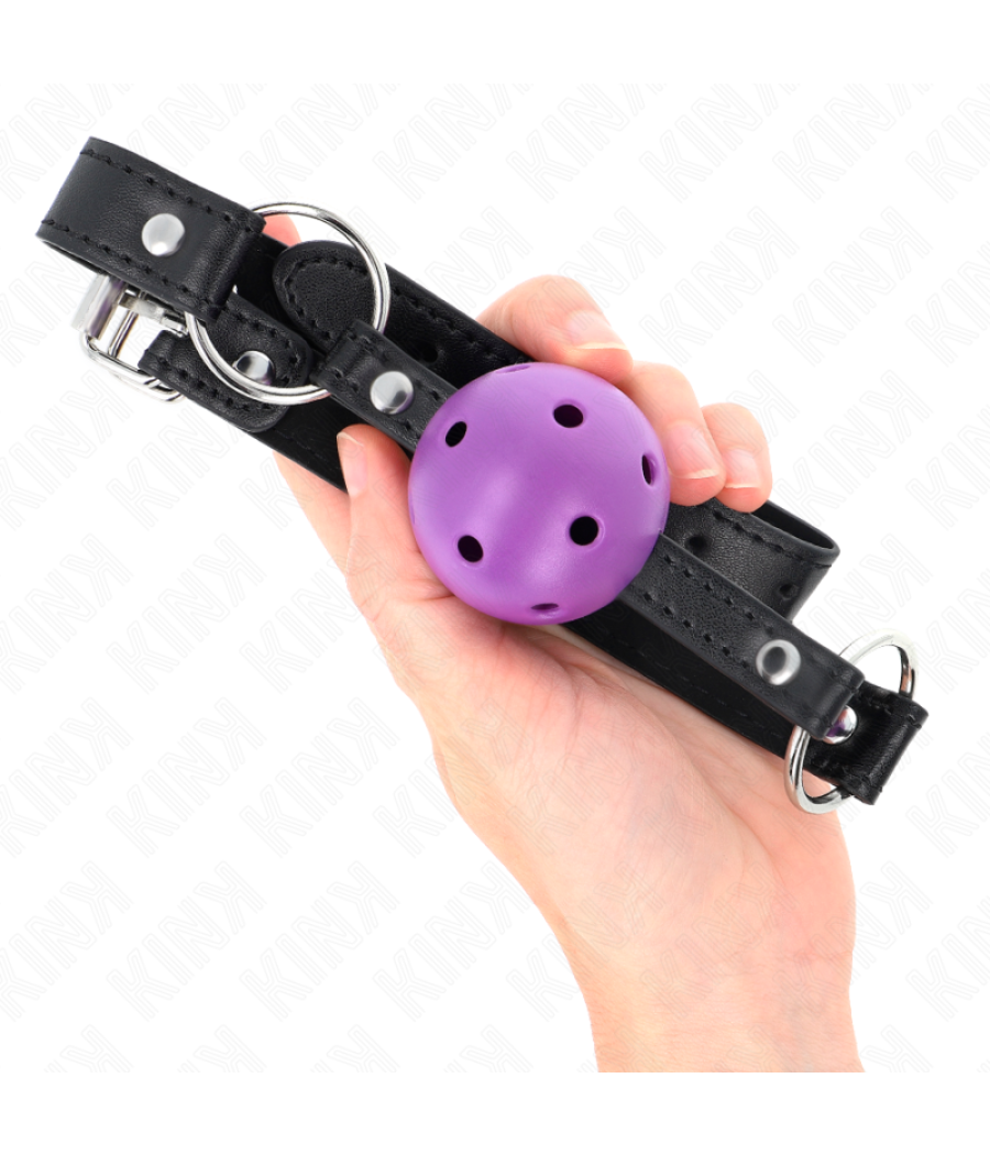 Kink - mordaza de bola 4.5 cm morado dura hueca 63.5 x 2 cm