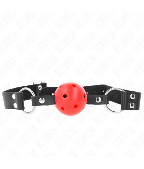 Kink - mordaza de bola 4 cm transpirable con doble remache rojo 62 x 2.5 cm ajustable 42-58 cm