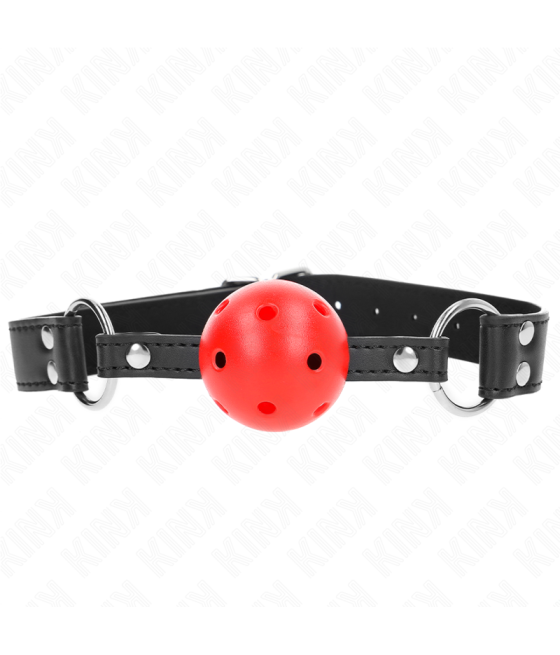 Kink - mordaza de bola 4 cm transpirable con doble remache de cuero 62 x 2.5 cm ajustable 42-58 cm