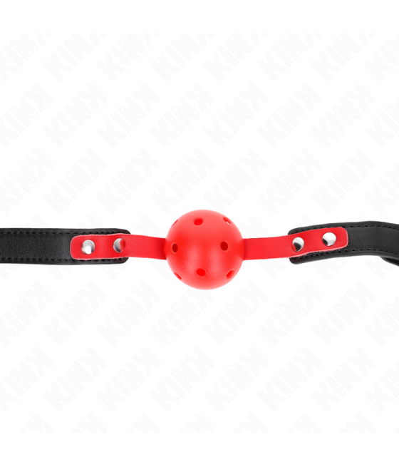Kink - mordaza de bola 4 cm dura hueca rojo correa negra 60 x 2 cm ajustable 37-52 cm