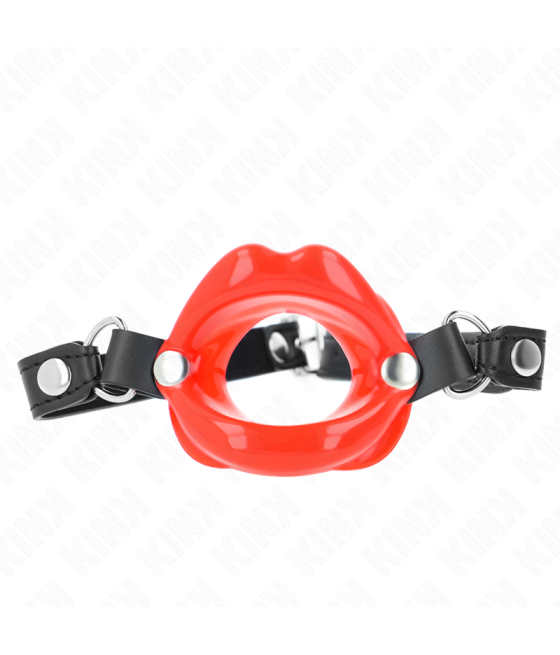 Kink - mordaza labial 8 cm con correa de polipiel rojo 63 x 2 cm ajustable 39-58 cm