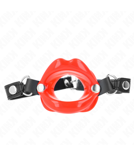 Kink - mordaza labial 8 cm con correa de polipiel rojo 63 x 2 cm ajustable 39-58 cm