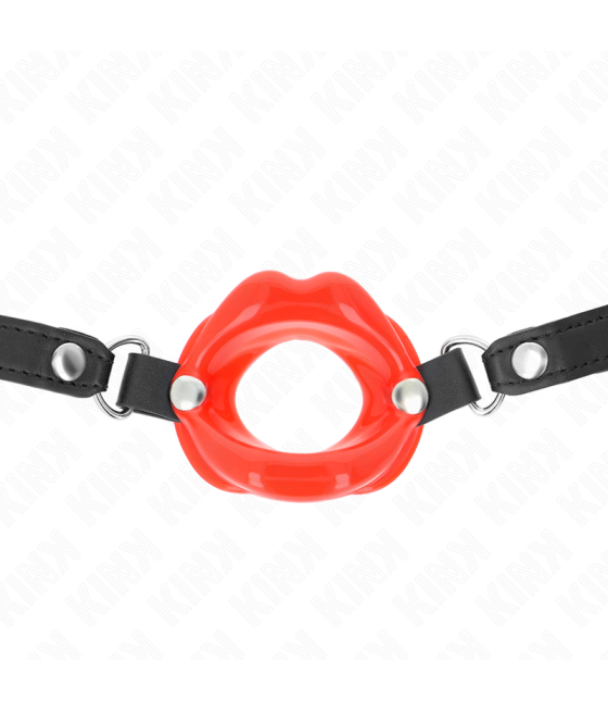 Kink - mordaza labial 8 cm con correa de polipiel rojo 63 x 2 cm ajustable 39-58 cm