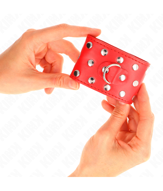 Kink - muÃequeras con cierre a presiÃn lleno de tachuelas ajustable rojo 19-24 cm x 5.5 cm