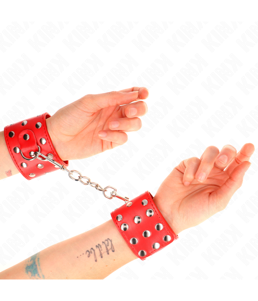 Kink - muÃequeras con cierre a presiÃn lleno de tachuelas ajustable rojo 19-24 cm x 5.5 cm