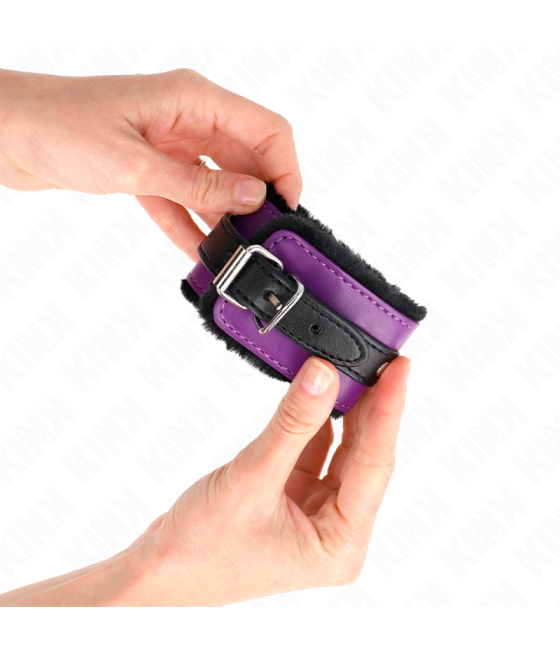 Kink - muÃequeras forradas premium negro con correa violeta / negro ajustable 17-29 cm x 6 cm
