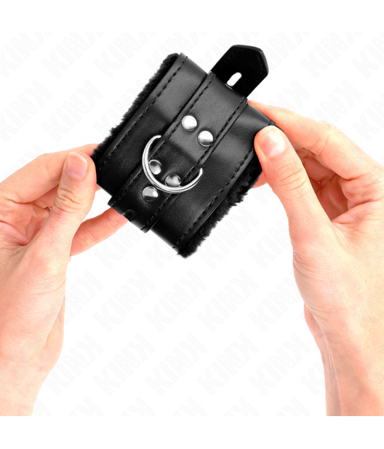 Kink - muÃequeras forradas con agujeros cuadrados negro y correa negro ajustable 17-29 cm x 6 cm