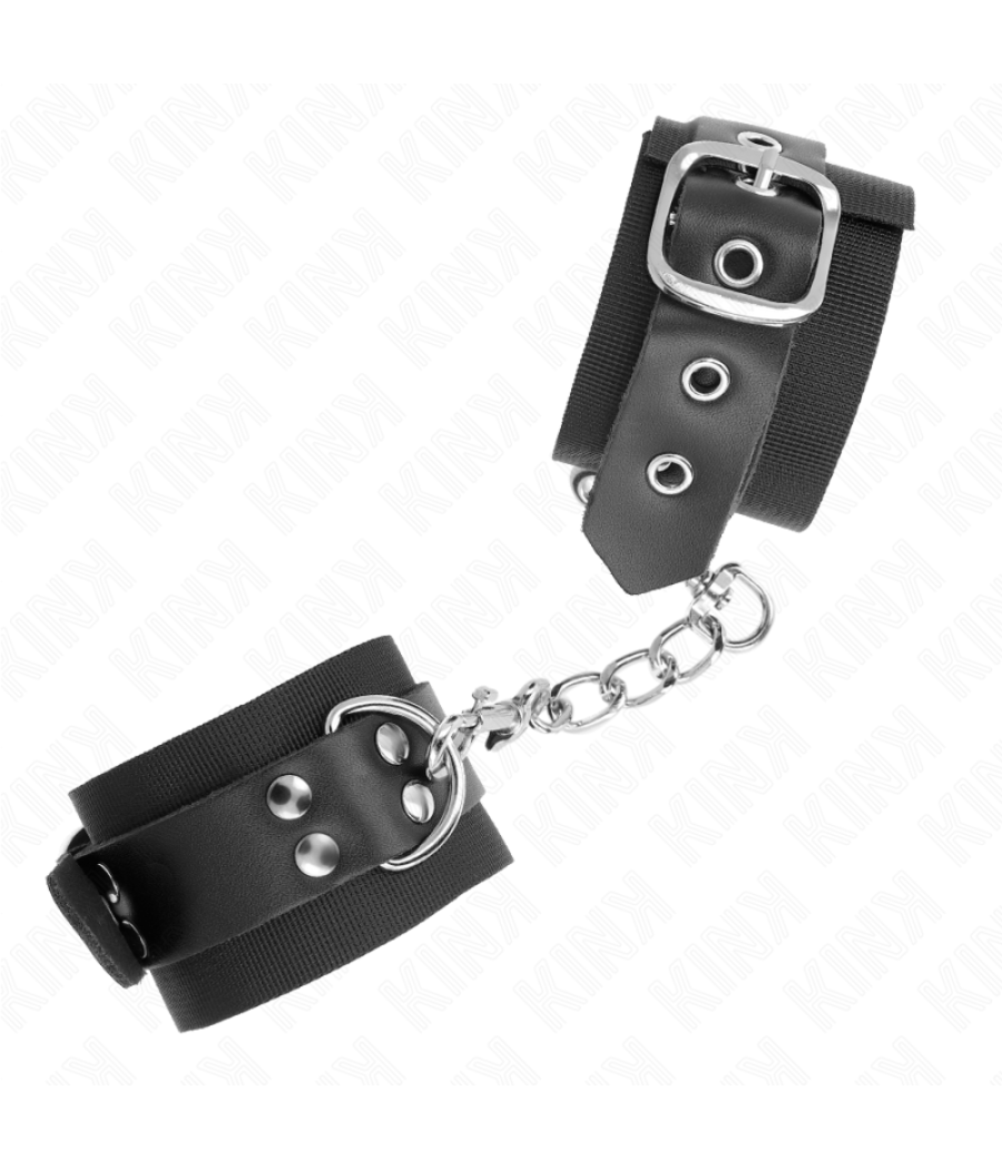 Kink - muÃequeras de nylon negro con correa cuero negro ajustable 19-29 cm x 5.1 cm