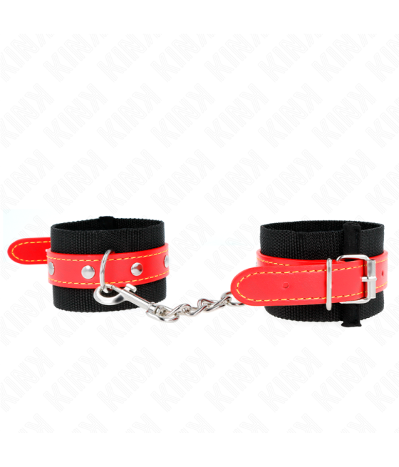 Kink - muÃequeras de nylon negro con correa polipiel rojo ajustable 19-24 cm x 5.5 cm