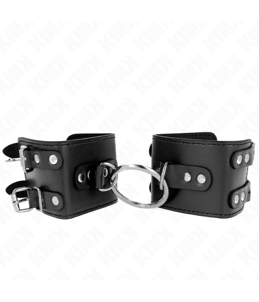 Kink - muÃequeras fijas con anilla y tachuelas negro ajustable 17-22 cm x 6.5 cm