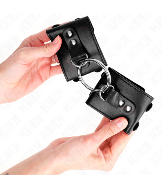Kink - muÃequeras fijas con anilla y tachuelas negro ajustable 17-22 cm x 6.5 cm