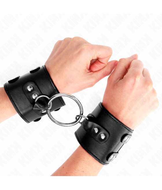 Kink - muÃequeras fijas con anilla y tachuelas negro ajustable 17-22 cm x 6.5 cm