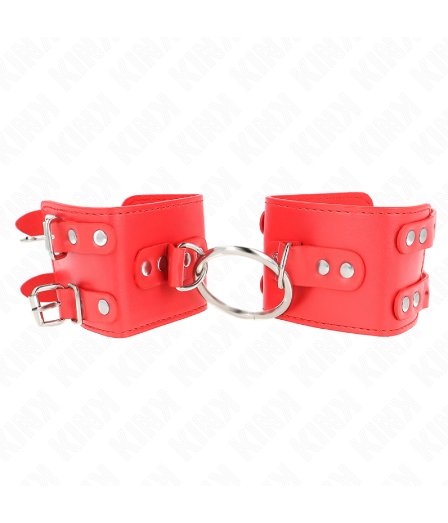 Kink - muÃequeras fijas con anilla y tachuelas rojo ajustable 17-22 cm x 6.5 cm