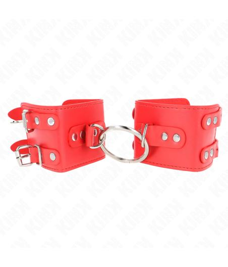Kink - muÃequeras fijas con anilla y tachuelas rojo ajustable 17-22 cm x 6.5 cm