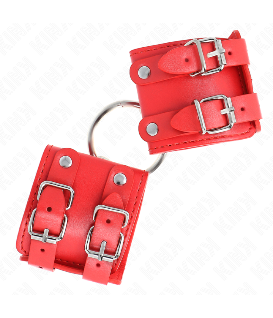 Kink - muÃequeras fijas con anilla y tachuelas rojo ajustable 17-22 cm x 6.5 cm