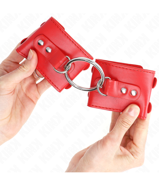 Kink - muÃequeras fijas con anilla y tachuelas rojo ajustable 17-22 cm x 6.5 cm