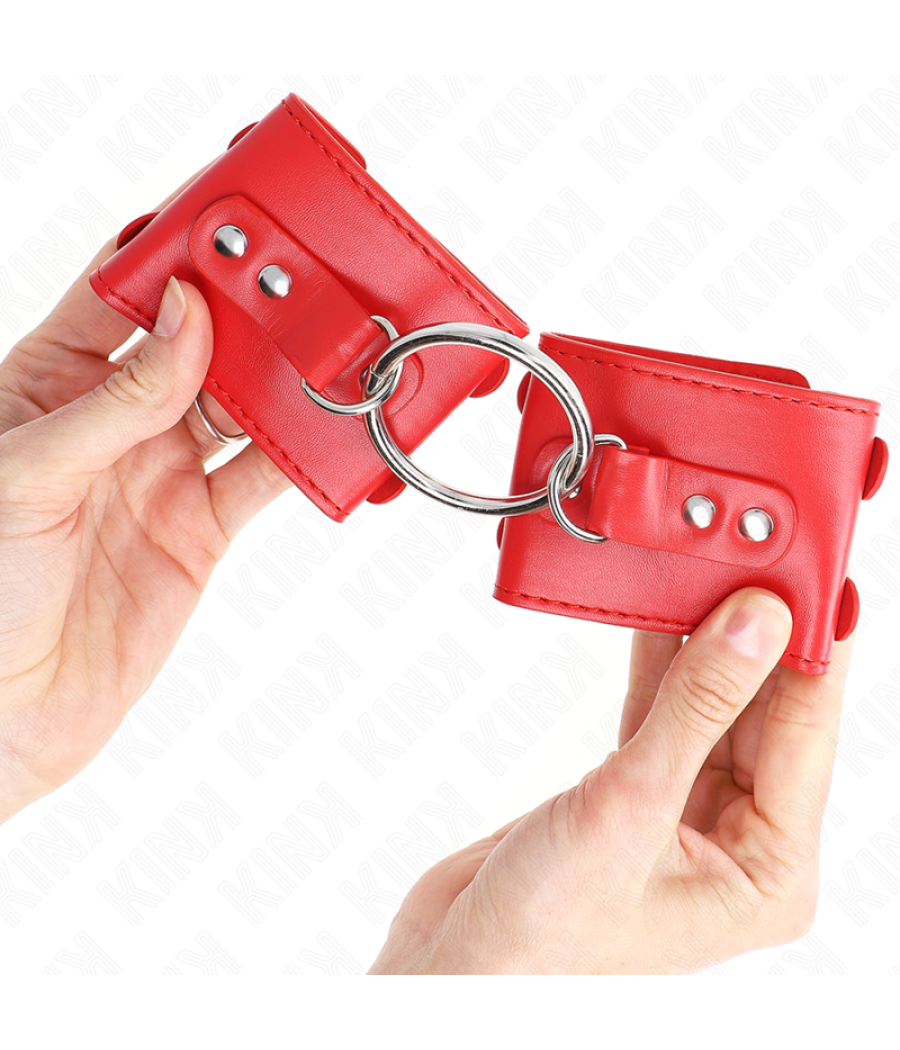 Kink - muÃequeras fijas con anilla y tachuelas rojo ajustable 17-22 cm x 6.5 cm