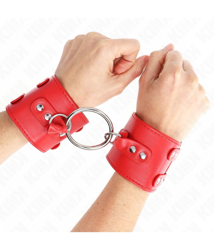 Kink - muÃequeras fijas con anilla y tachuelas rojo ajustable 17-22 cm x 6.5 cm