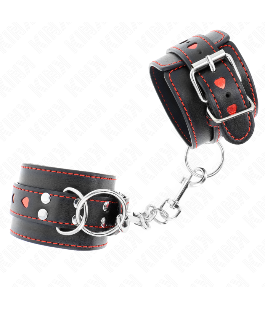 Kink - muÃequeras negro con incrustaciÃn de corazÃn rojo ajustable 21-28 cm x 5.5 cm