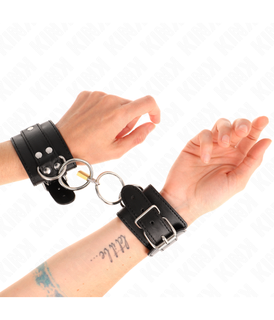 Kink - muÃequeras con bloqueo de candado en anillas negro ajustable 20-28 cm x 5.5 cm