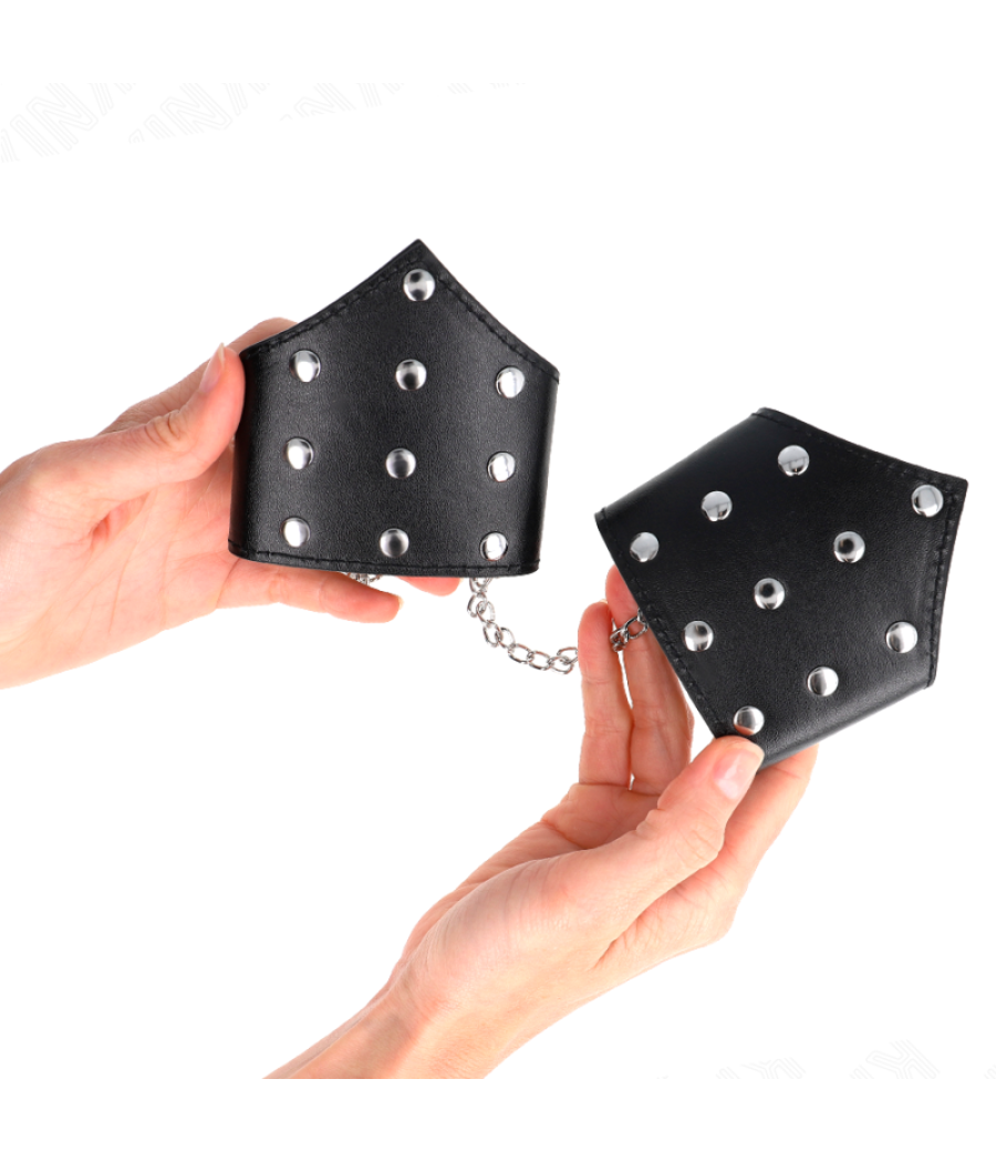 Kink - muÃequeras estilo puntiagudo negro con cadena ajustable 17-23 cm x 8.5 cm