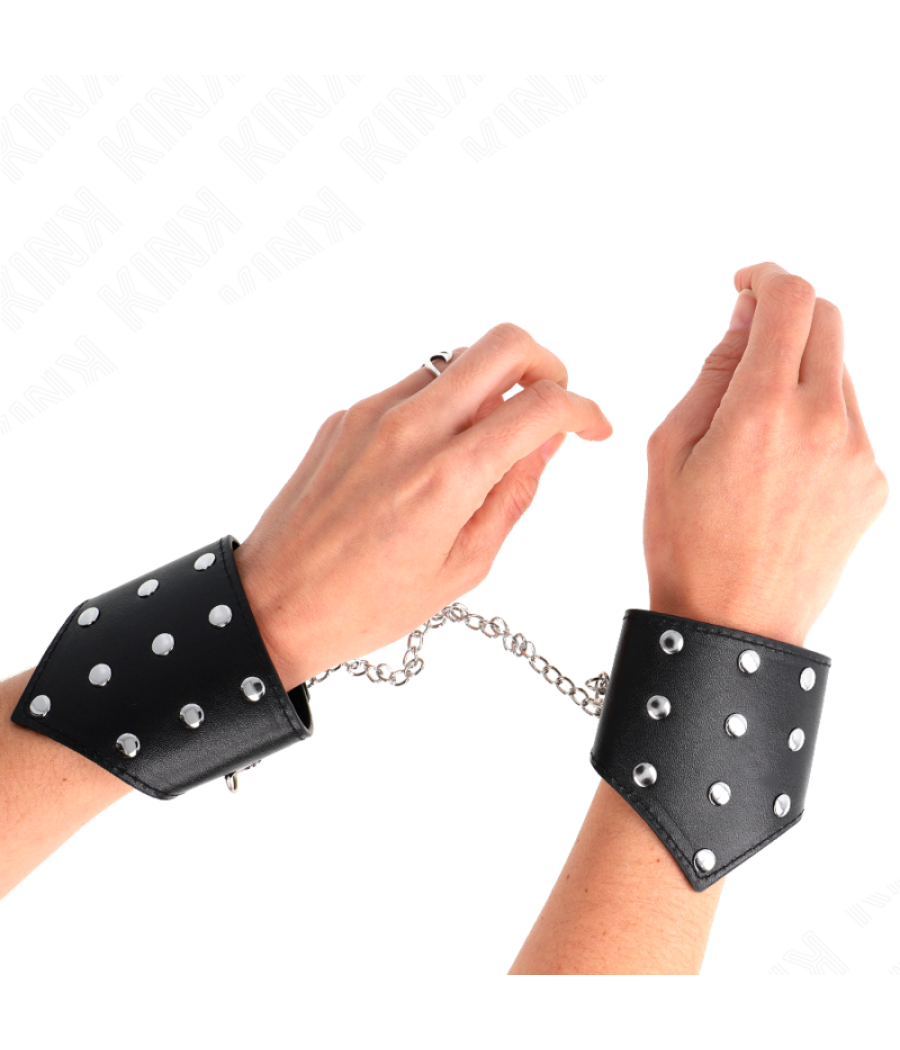 Kink - muÃequeras estilo puntiagudo negro con cadena ajustable 17-23 cm x 8.5 cm