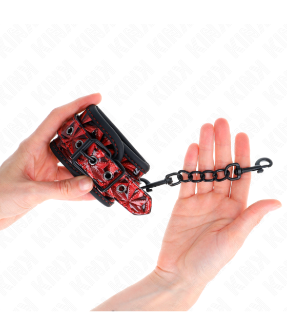 Kink - muÃequeras con patrÃn de diamantes rojo oscuro ajustable 17-26 cm x 5.5 cm
