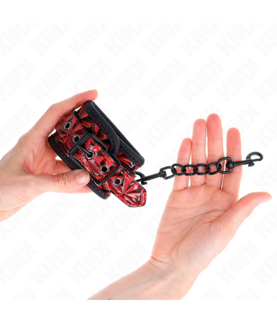 Kink - muÃequeras con patrÃn de diamantes rojo oscuro ajustable 17-26 cm x 5.5 cm