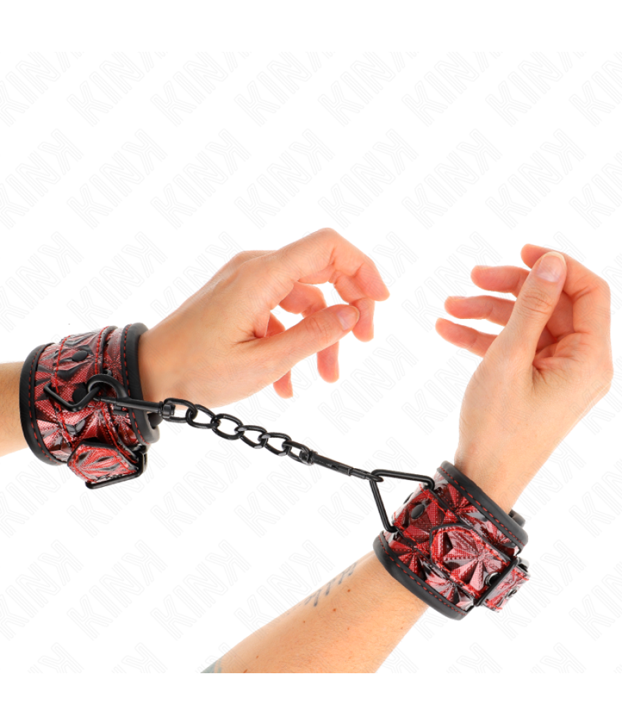 Kink - muÃequeras con patrÃn de diamantes rojo oscuro ajustable 17-26 cm x 5.5 cm