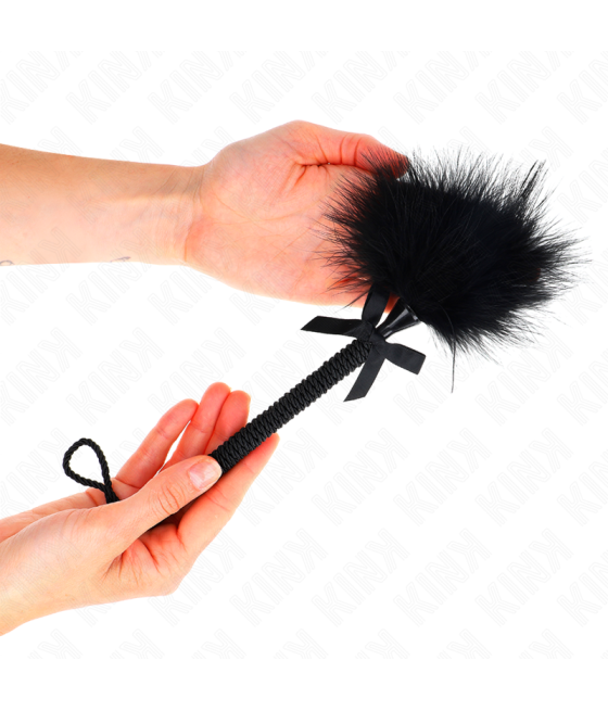 Kink - masajeador de cuerda de nailon con plumas para cosquillas y lazo negro 25 cm
