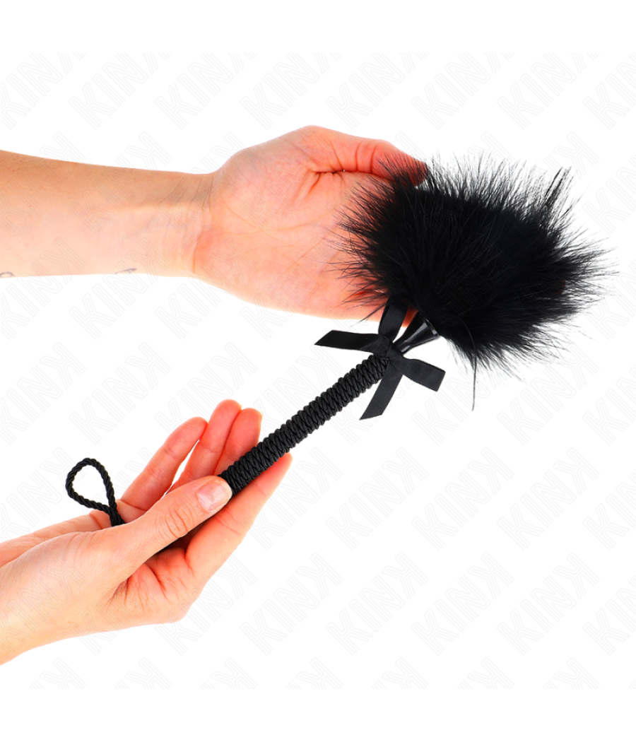 Kink - masajeador de cuerda de nailon con plumas para cosquillas y lazo negro 25 cm