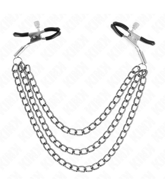 Kink - pinzas para pezones con triple cadena negro 20/23/28 cm
