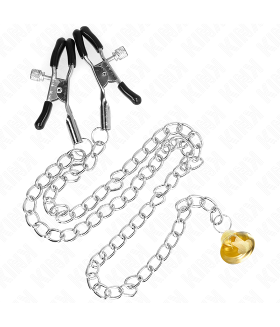 Kink - pinzas para pezones con campana cascabel dorado y cadena 30 cm