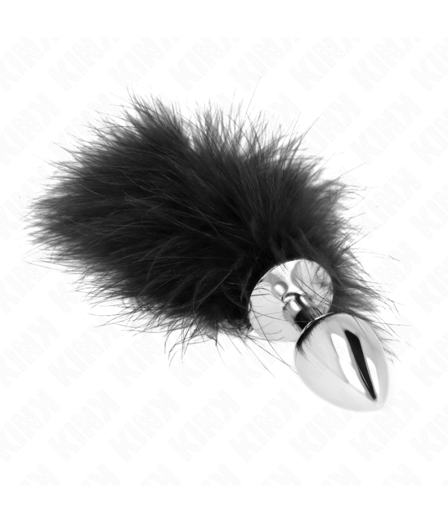Kink - plug anal 11 x 7 cm acero inoxidable con pluma 11 cm