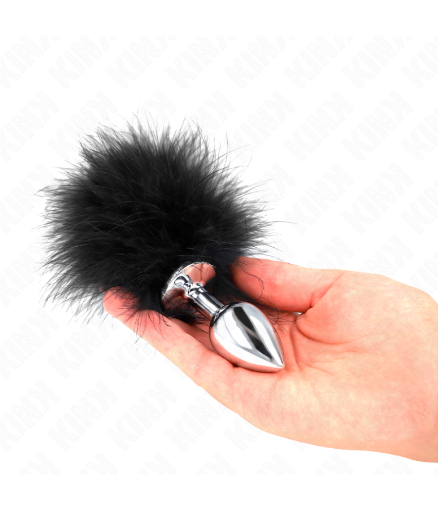 Kink - plug anal 11 x 7 cm acero inoxidable con pluma 11 cm