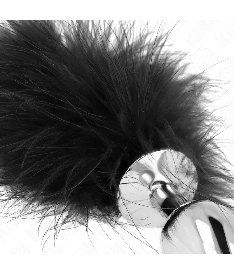 Kink - plug anal 11 x 7 cm acero inoxidable con pluma 11 cm