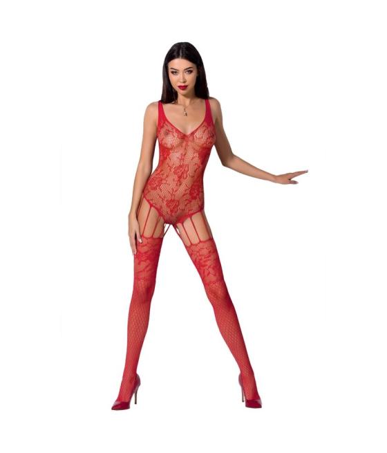 Passion - woman bs074 bodystocking talla unica rojo