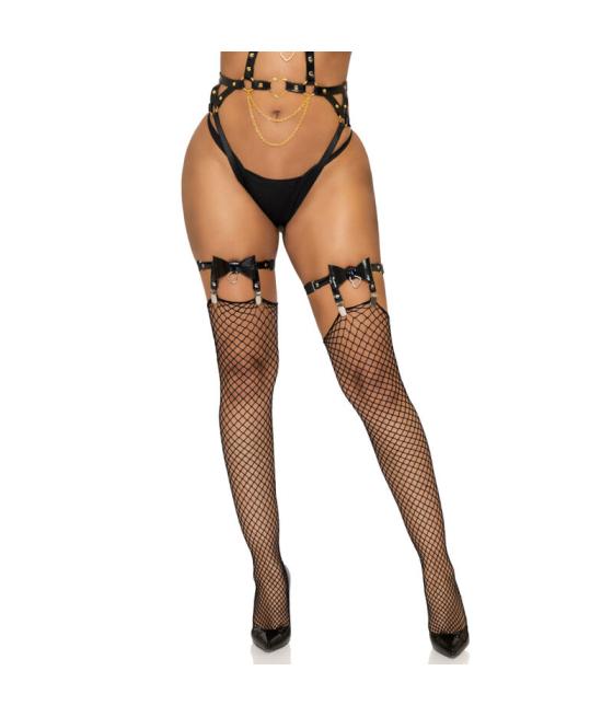 Leg avenue - liguero alto de cuero vegano talla Ãnica - rojo