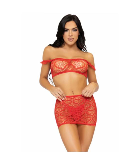 Leg avenue - set tres piezas top, mini falda y tanga talla unica - negro