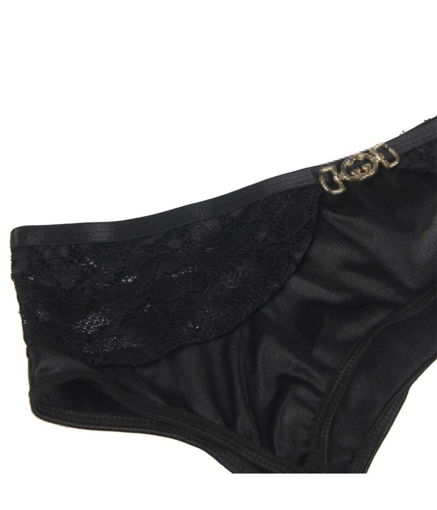 Subblime - set de 3 piezas sujetador + tanga + liga encaje negro s/m