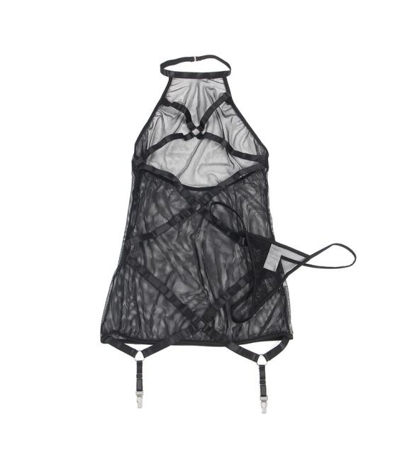Subblime - vestido transparente cuello halter negro s/m