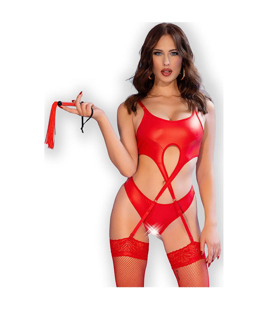 Chilirose - cr 4625 set cuatro piezas crotchless rojo s