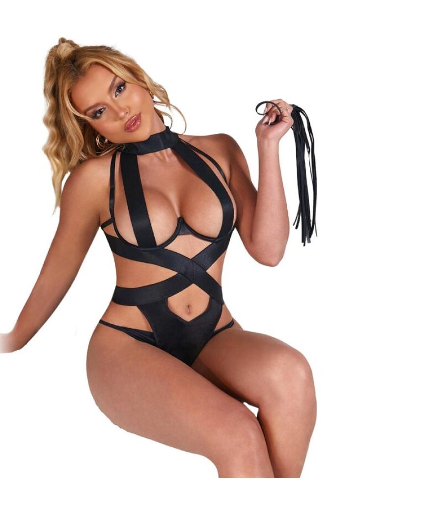 Subblime - body halter sexy con arnes negro s/m