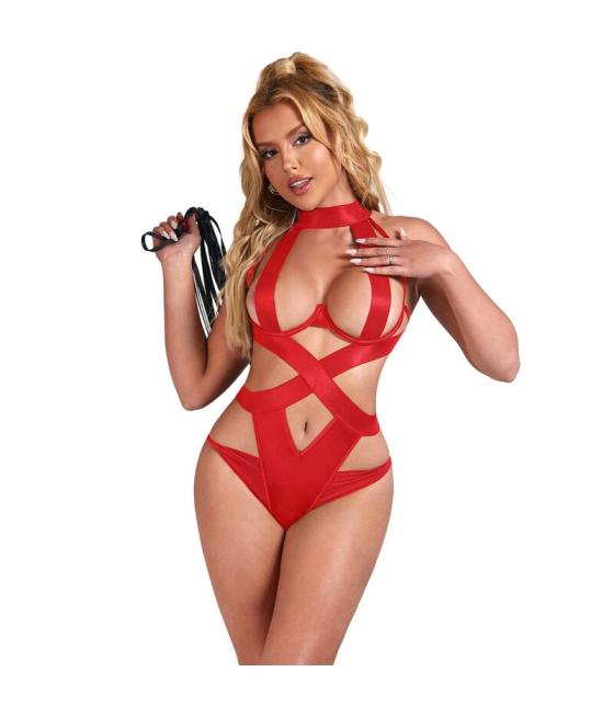 Subblime - body halter sexy con arnes rojo s/m