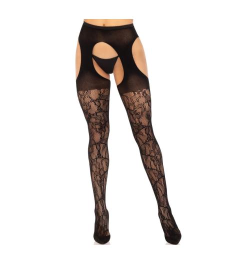 Leg avenue - medias de liguero encaje negro