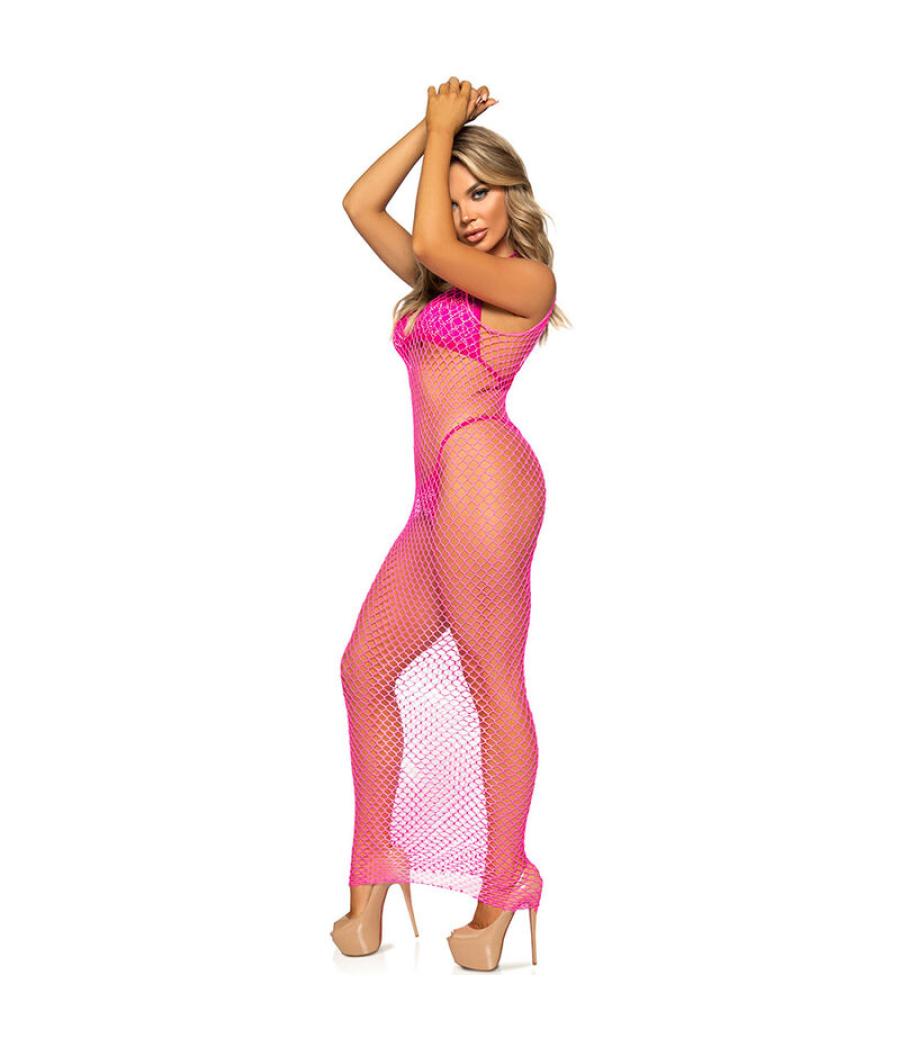 Leg avenue - vestido de rejilla largo amarillo talla Ãnica