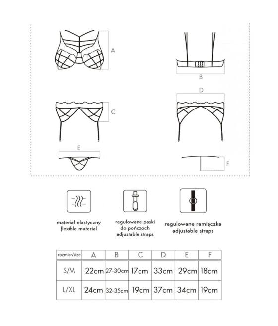 Livco corsetti fashion - soledad lc 20217 sujetador + panty + liguero s/m