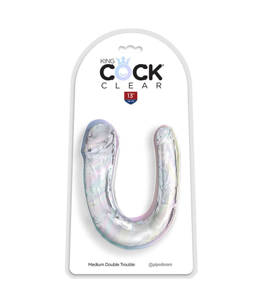 King cock - double trouble dildo doble 33 cm transparente